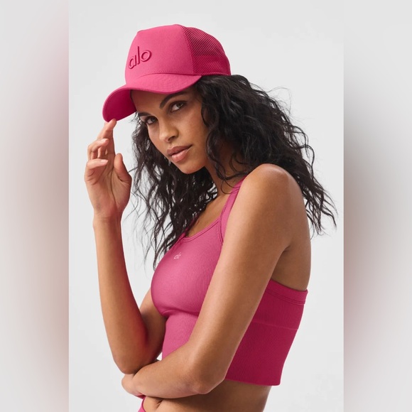 NWT Alo Yoga | District Trucker Hat‎ in Pink Summer Crush main image 7